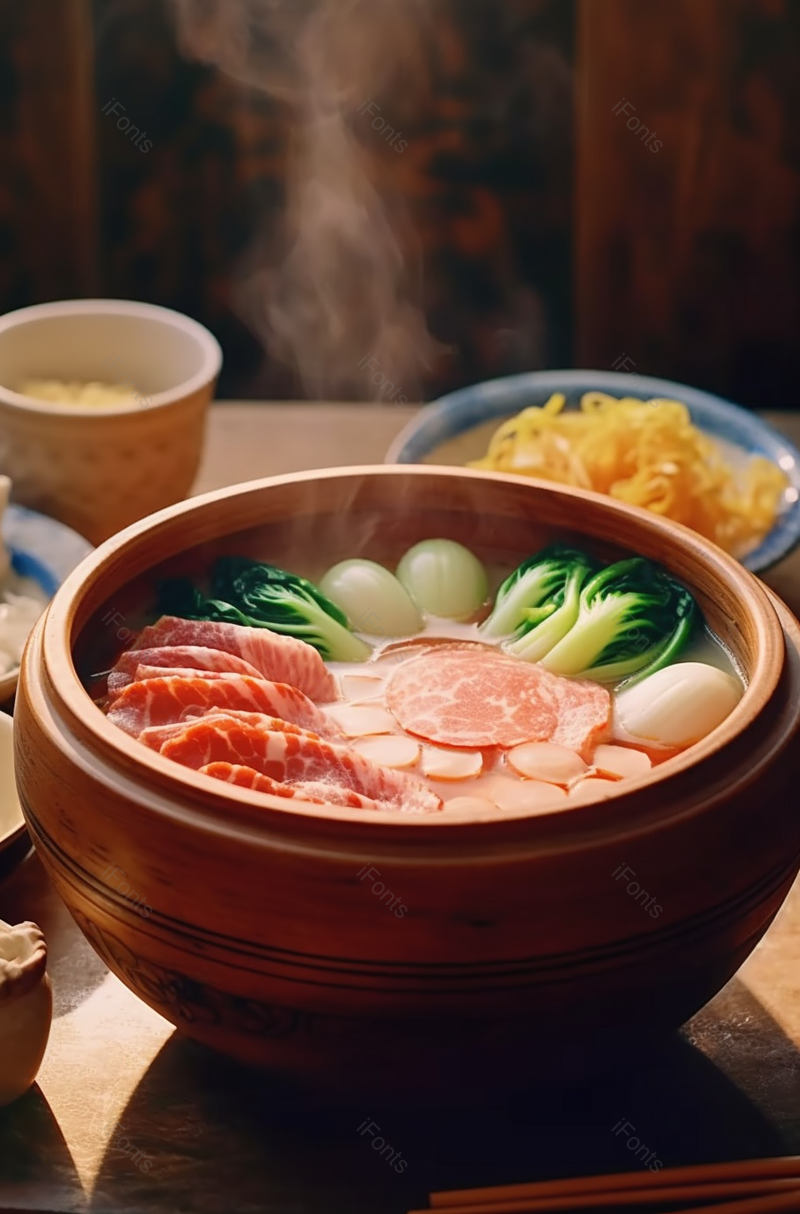 一锅腊味腊肉青菜培根肉卷煲仔饭香气腾腾餐饮美食图像摄影,高清,摄影图,摄影图片,图片大全,摄影图免费下载